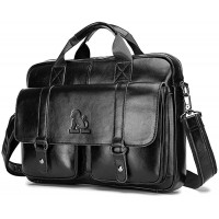 BAIGIO Schultertasche Herren Leder Umhängetasche Vintage Messenger Bag Akentasche für Arbeit Reise Alltagsleben Schwarz Schuhe & Handtaschen