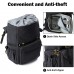 BAGSMART Kamera-Rucksack wasserabweisende DSLR-Kameratasche aus Segeltuch für bis zu 15 Zoll Laptops mit Regenschutz Stativhalterung für Damen und Herren Schwarz-2 Schnalle Kamera