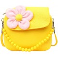 Cosanter Kinderrucksack Mini Handtasche Süß Kinder Backpack mit Plüsch Blumen für Mädchen Gelb Koffer Rucksäcke & Taschen