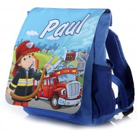 Kinderrucksack Feuerwehr in blau mit Name Bedruckt ideal für Kita Kindergarten Kindergartenrucksack Koffer Rucksäcke & Taschen