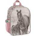 Pferde Fan Rucksack Kinderrucksack für Jungen und Mädchen 20KO mit Hauptfach und Getränkenetz 28 x 22 x 10 cm Rose grau Koffer Rucksäcke & Taschen