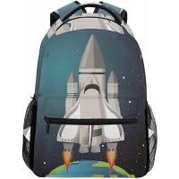 White Grey Earth Rakete Studentenrucksack Kinderrucksack Büchertasche Schülerrucksack mit Laptop Rucksäcke für die Reise Teen Mädchen Jungs Koffer Rucksäcke & Taschen