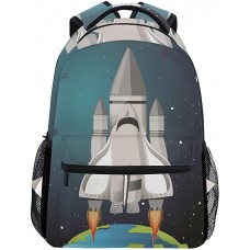 White Grey Earth Rakete Studentenrucksack Kinderrucksack Büchertasche Schülerrucksack mit Laptop Rucksäcke für die Reise Teen Mädchen Jungs Koffer Rucksäcke & Taschen