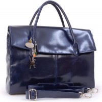 Catwalk Collection Handbags - Leder - Übergroße Laptoptasche Schultasche Organizer Arbeitstasche Aktentasche für Damen - Laptop iPad - Handtasche mit Schultergurt - HELENA - Marine Blau Koffer Rucksäcke & Taschen