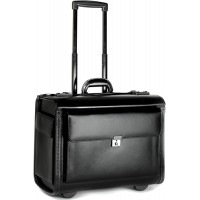 Pilotenkoffer mit Laptopfach und Rollen - Leder - Handgepäcksgröße Koffer Rucksäcke & Taschen
