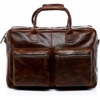 SID & VAIN Laptoptasche echt Leder Brighton XL groß Businesstasche Umhängetasche Aktentasche 15.6 Ledertasche Herren braun Koffer Rucksäcke & Taschen