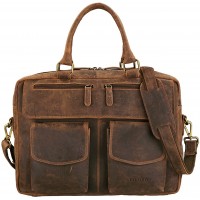 STILORD 'Kansas' Umhängetasche Leder 15 6 Zoll Laptoptasche Vintage Herren Damen Schultertasche groß Uni Büro Farbemittel - braun Koffer Rucksäcke & Taschen
