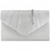 Milisente Damen-Abendtasche Veloursleder plissiert Clutch Silber 807 PU-Leder Silber Medium Schuhe & Handtaschen