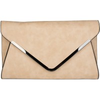 styleBREAKER Envelope Clutch Abendtasche im Kuvert Design mit Schulterriehmen und Trageschlaufe Damen 02012047 FarbeBeige Schuhe & Handtaschen