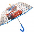 Cars Regenschirm Transparent Jungen Disney Pixar - Lightning McQueen Kinder Schirm Durchsichtig Robust - Kuppel Kinderschirm mit Sicherheitsöffnung - 3 bis 6 Jahre - Durchmesser 64 cm - Perletti Kids Koffer Rucksäcke & Taschen