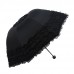 FakeFace® Damen Mädchen 100% Polyester Spitze Faltbarer Regenschirm Sonnenschirm Manuell UV-Schutz Schirm für Outdoor Camping Fashion Geschenk Schwarz Koffer Rucksäcke & Taschen