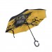 ISAOA Doppelschichtiger umgekehrter faltbarer Regenschirm selbststehender und umgekehrter Autoschirm rauer Grungy Eule winddichter Regenschirm mit UV-Schutz Koffer Rucksäcke & Taschen