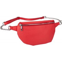 SIX Damen Tasche Bauchtasche in knalligem Rot mit silberner Kette und verstellbarem Verschluss Lederoptik veganes Leder 726-699 SIX Koffer Rucksäcke & Taschen