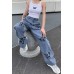 Geagodelia Hohe taillierte Baggy-Jeans für Damen UK Y2K Denim Jeggings Hose Hose Bekleidung