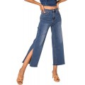 Nina Carter Damen Jeanshosen Flared Cropped Dreiviertel 7 8 Jeans Bekleidung