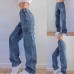 Pamilk Damen High Waist Jeanshosen Stil Retro Streetwear Casual Slim Fit Workwear Bootcut Jeans Button Jeans Harajuku Aesthetic Pants Flare-Hose JW652 Bekleidung