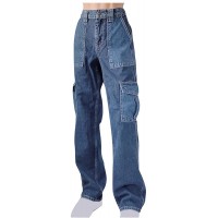 Pamilk Damen High Waist Jeanshosen Stil Retro Streetwear Casual Slim Fit Workwear Bootcut Jeans Button Jeans Harajuku Aesthetic Pants Flare-Hose JW652 Bekleidung