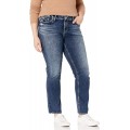 Silver Jeans Damen Plus Size Elyse Curvy Fit Mid Rise Straight Leg Jeans Bekleidung