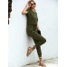 Floerns Women's Solid Elastic Waist Long Romper Jumpsuit with Pockets Green S Bekleidung