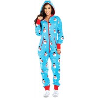 MINASAN Damen Pyjamas Jumpsuit Weihnachten Einteiliger Pyjama mit Kapuze Herbst Winter Adult Cosy Jumpsuits Homewear Bekleidung