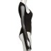 RHNE Damen Deep V-Ausschnitt Dodysuit Short Section Slim Lace Langarm Spleißen und Aushöhlen Beliebte Casual Jumpsuit Black S. Bekleidung