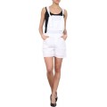 Daphnea Damen Latzshorts - weiß Kurze Latzhose Overalls für Damen ZADIEWHITE-M-12 Bekleidung