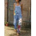 Tomwell Jeanslatzhose Damen Latzhose Jeans Hose Vintage Loose fit Jumpsuit Overall Blumen Denim Playsuit Romper Bekleidung