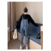 Umstandsmode Latzhose Jumpsuits Schwangere Frauen Denim Latzhose Jeans Jumpsuits blau 3XL Bekleidung