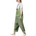 Youlee Damen Gedruckt Riemchen Overalls Casual Strampler Denim Latzhose Style 3 Green Bekleidung