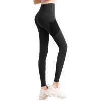QIJU Damen Sport Leggings mit Taschen - Blickdicht Lange Sporthose mit Mesh-Taschen für Frauen Slim Fit Sporthose Bekleidung