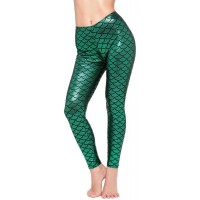Sexy Meerjungfrau-Leggings für Damen mit Fischschuppen Hologramm Stretch weich und glänzend Bekleidung