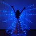dailymall Bauchtanz LED Isis Flügel Mit Stab Frauen Ballettkleid Tanzflügel Halloween Kostüme Bühnenperformance mit 172 LED Perlen für Erwachsene - Blau 100cm Bekleidung