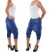 Aladin Pump Pluder 3 4 Jeans Haremshose Shorts Capri Jeans Bermuda Stretch Bekleidung