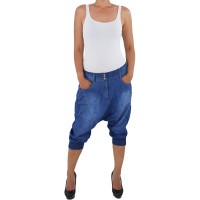 Aladin Pump Pluder 3 4 Jeans Haremshose Shorts Capri Jeans Bermuda Stretch Bekleidung
