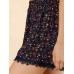 Allegra K Damen Shorts Allover Floral Printed Lace Trim Hem Elastic Waist Beach Shorts - Blau - X-Groß Bekleidung