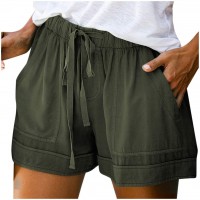 catmoew Shorts Damen Sommer Kurze Hose Einfarbig Strand Shorts Freizeitshorts Bermuda Shorts Mit Tunnelzug Bekleidung
