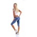 OSAB-Fashion 11208 Damen Jeans Slimfit Hose Knopfleiste Wadenlang Basic Bermudas Streetwear Bekleidung