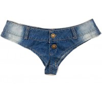 ROSEUNION Damen Women Low Rise Mini Lace Jeans Denim Shorts Pants Bekleidung