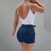 Shorts Ulanda-EU Damen Jeansshorts Hoch Taille Lace Up Kurze Jeans Hosen Sommer Stretch Hotpants Mode Bequeme Hohe Taille Denim Kurz Hosen mit Taschen Bekleidung