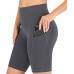 Toreel Biker-Shorts für Damen mit Taschen 20 3 cm hohe Taille Workout-Shorts für Frauen sportliche Laufshorts 2 Stück Damen Schwarz und Grau X-Small Bekleidung