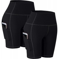 Toreel Biker-Shorts für Damen mit Taschen 20 3 cm hohe Taille Workout-Shorts für Frauen sportliche Laufshorts 2 Stück Damen schwarz schwarz X-Small Bekleidung