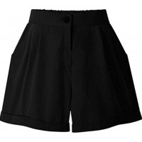 XinYangNi Damen-Sommer-Shorts für den Sommer klassische Mode bequeme Culottes elastische Taille breite Beintaschen lässige Shorts - Schwarz - Mittel Bekleidung