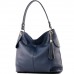 modamoda de - T185 - ital. Damen Schultertasche aus Leder FarbeSaphirblau Schuhe & Handtaschen