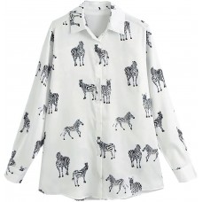 Damenmode Animal Print Casual Workwear Tops BüRo Damen Langarm Business Shirts Damen Zebramuster Chic Tops Bekleidung