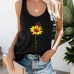 TOFOTL Trachtenbluse Damen Frauen Plus Size Summer Sunflower Print Rundhalsausschnitt Ärmelloses T-Shirt Top Tank Bekleidung