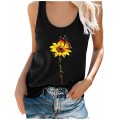 TOFOTL Trachtenbluse Damen  Frauen Plus Size Summer Sunflower Print Rundhalsausschnitt Ärmelloses T-Shirt Top Tank Bekleidung