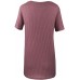 YXIU Damen Kurzarm T-Shirt Waffel Tunika Tops Langarm Crewneck Twist Knot Knit Nette Bluse Solid T Shirt Bekleidung