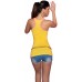 Koucla Damen Träger-Top einfarbig mit neonfarbenem Rand Einheitsgröße 34-40 gelb Bekleidung