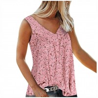 Kpasati Damen V-Ausschnitt Tank Top Ärmelloses T-Shirt Blumendruck Tops Plus Size Tunika Süßes Shirt S-7XL Bekleidung
