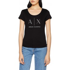 Armani Exchange Damen Strass Logo T-Shirt Bekleidung